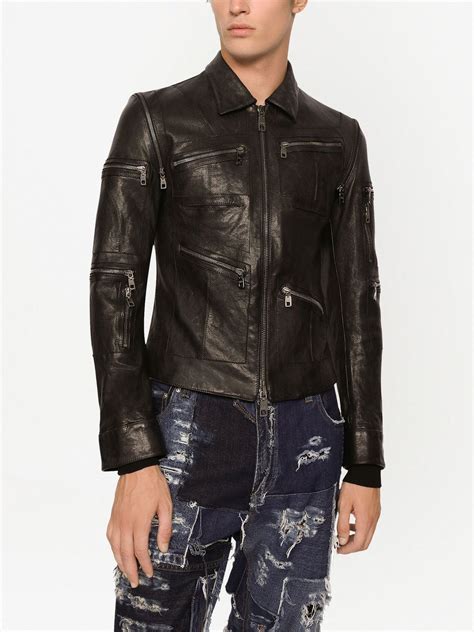 lederjacke dolce gabbana mit patches|Jersey jacket with patch in Black for Men .